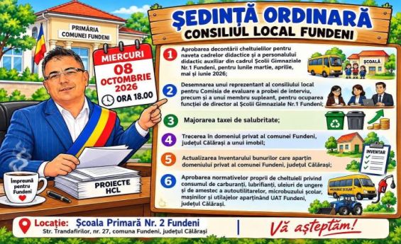 Majorarea taxei de salubritate pe ordinea de zi a Consiliului Local Fundeni