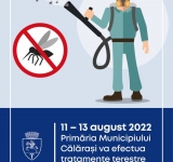 Călăraşi | Tratamente terestre de combatere a ţânţarilor: 11-13 august 2022