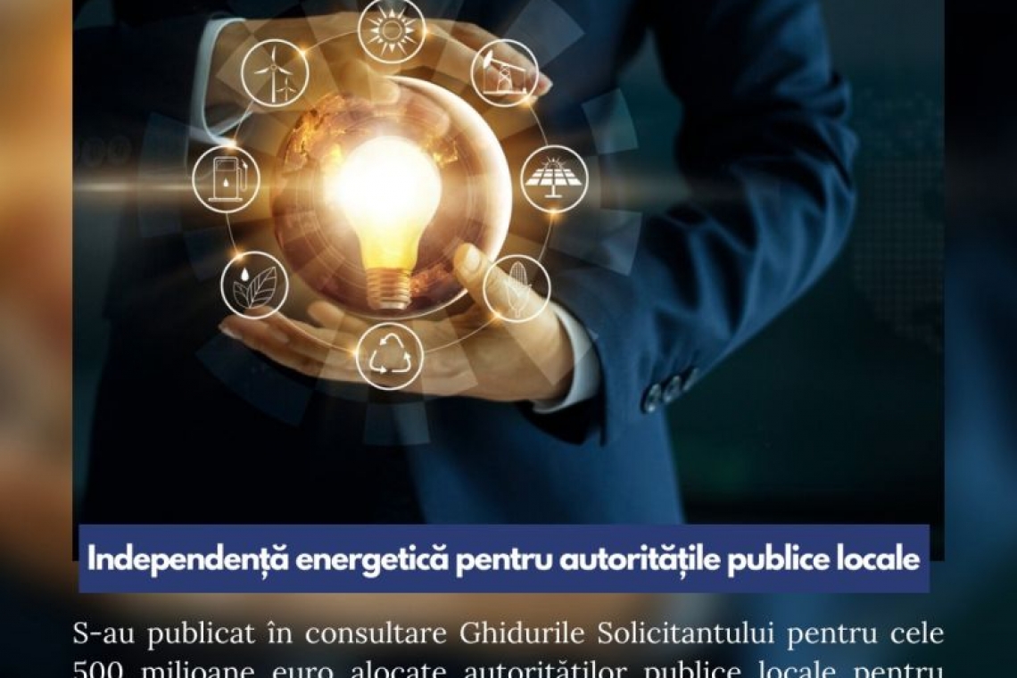 POIM: Ghidurile solicitantului pentru finanțarea investițiilor autorităților publice locale în producția de energie din surse regenerabile, în consultare publică