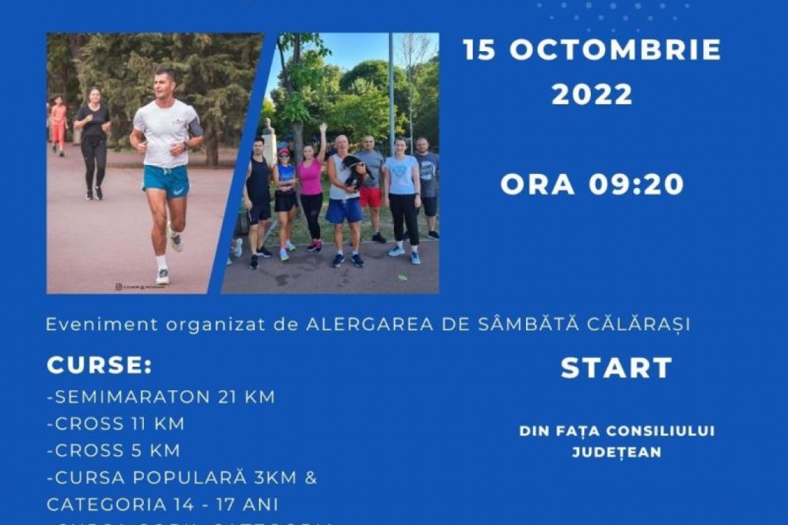 Semimaraton ASCălărași / Aleargă pentru copiii vulnerabili, sâmbătă, 15 octombrie, la Călărași