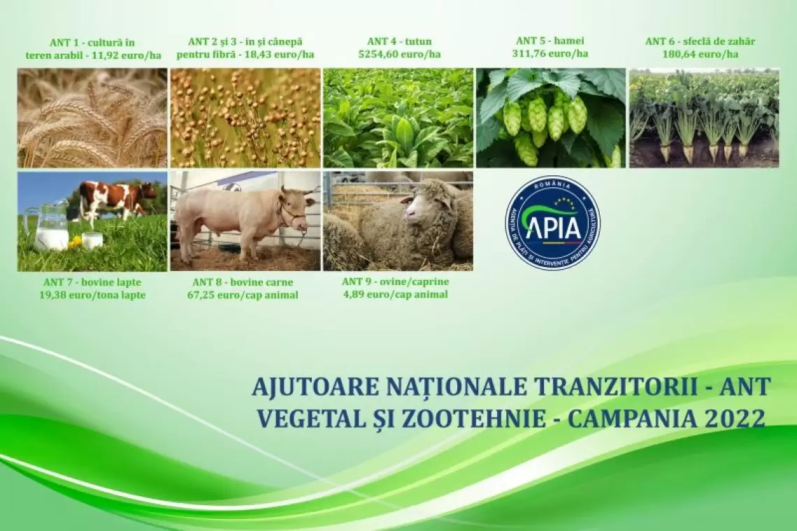 APIA a stabilit cuantumurile ANT-urilor aferente sectoarelor vegetal și zootehnic, pentru anul de cerere 2022