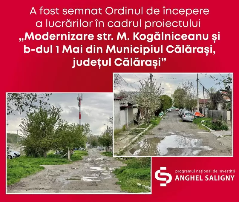 Călărași | A fost semnat Ordinul de începere a lucrărilor pentru modernizarea str. M. Kogălniceanu și B-dului 1 Mai