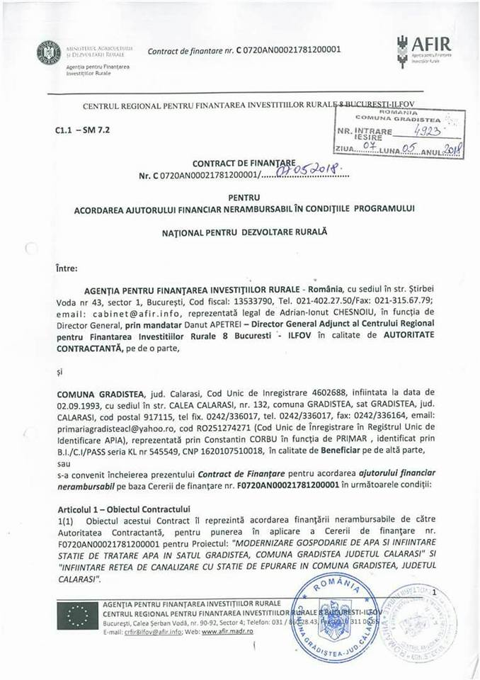 Contract AFIR Gradistea